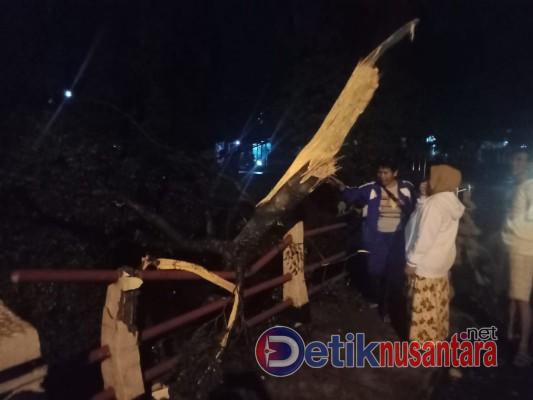 Pohon Tumbang Timpa Jembatan Pagar Kali Cianjur